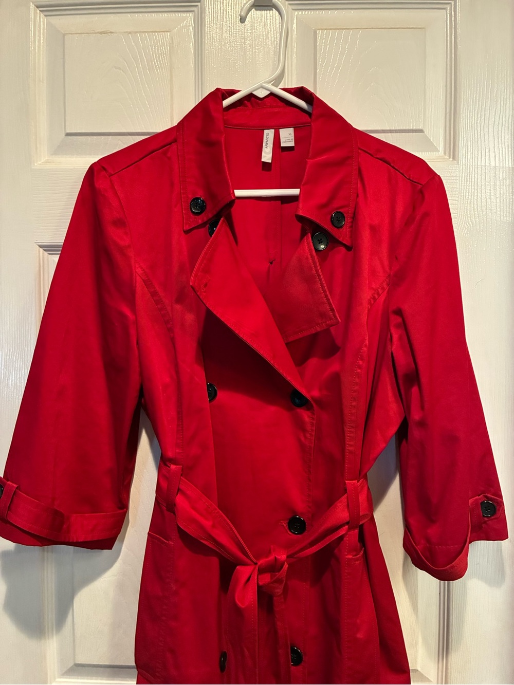 Old Navy Bright Red Double-Breasted Trench Coat